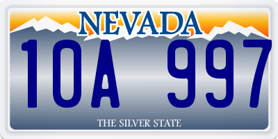 NV license plate 10A997