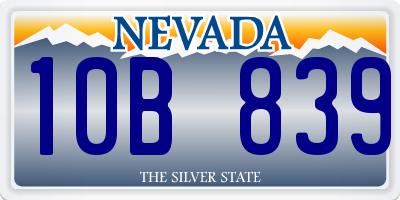 NV license plate 10B839