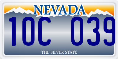 NV license plate 10C039