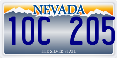 NV license plate 10C205