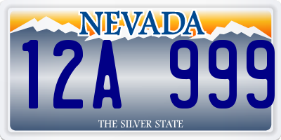 NV license plate 12A999