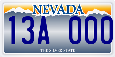 NV license plate 13A000