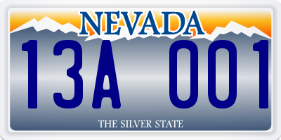 NV license plate 13A001