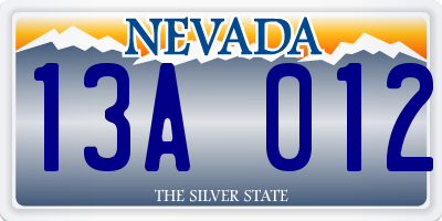 NV license plate 13A012