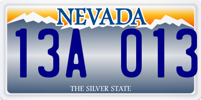 NV license plate 13A013