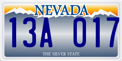 NV license plate 13A017