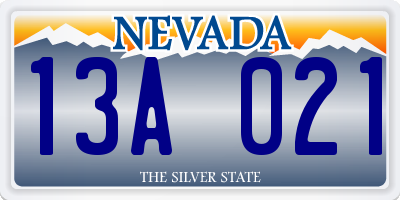 NV license plate 13A021