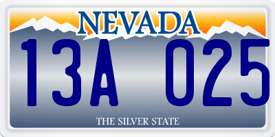 NV license plate 13A025