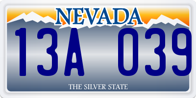 NV license plate 13A039