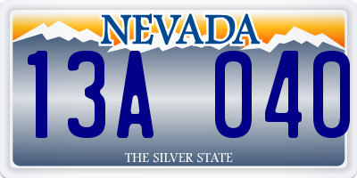 NV license plate 13A040