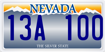 NV license plate 13A100