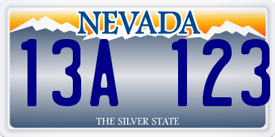 NV license plate 13A123