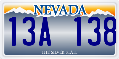 NV license plate 13A138