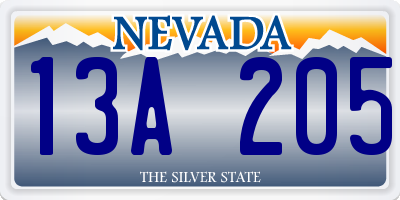 NV license plate 13A205