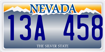 NV license plate 13A458