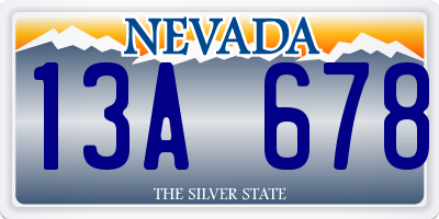 NV license plate 13A678