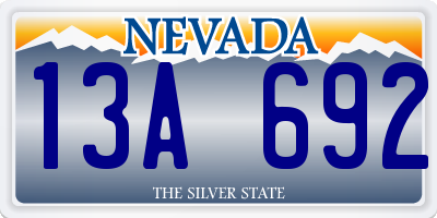 NV license plate 13A692