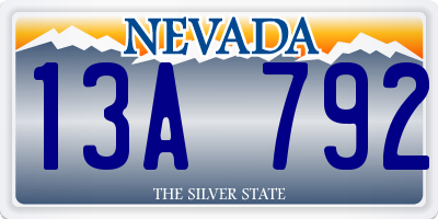 NV license plate 13A792