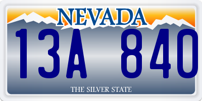 NV license plate 13A840