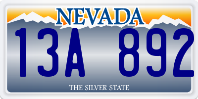 NV license plate 13A892