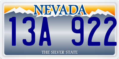 NV license plate 13A922