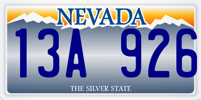 NV license plate 13A926