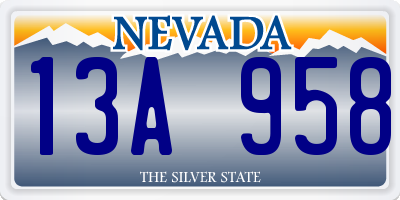 NV license plate 13A958