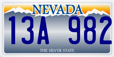 NV license plate 13A982