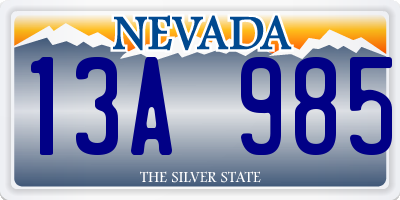 NV license plate 13A985