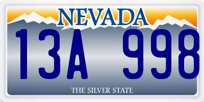 NV license plate 13A998
