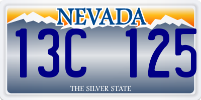 NV license plate 13C125