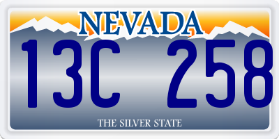 NV license plate 13C258