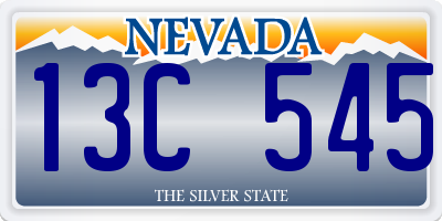 NV license plate 13C545