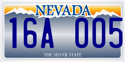 NV license plate 16A005