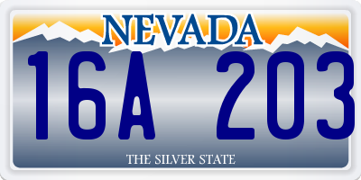 NV license plate 16A203