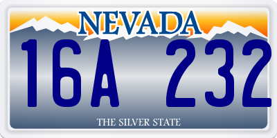 NV license plate 16A232