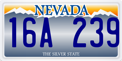 NV license plate 16A239