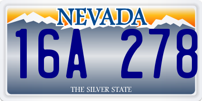 NV license plate 16A278