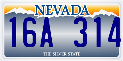 NV license plate 16A314