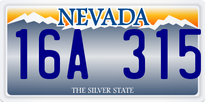 NV license plate 16A315