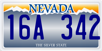 NV license plate 16A342