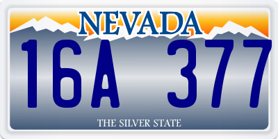 NV license plate 16A377