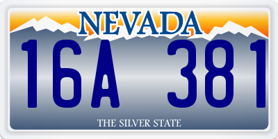 NV license plate 16A381