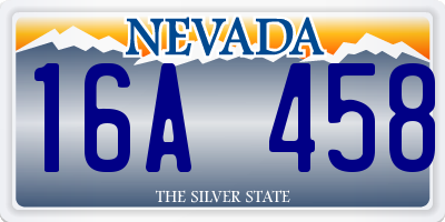 NV license plate 16A458