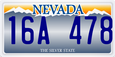 NV license plate 16A478