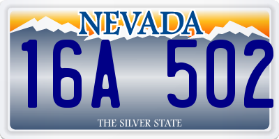 NV license plate 16A502