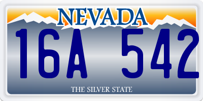 NV license plate 16A542