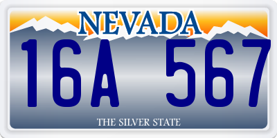 NV license plate 16A567