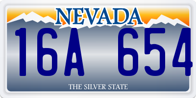 NV license plate 16A654