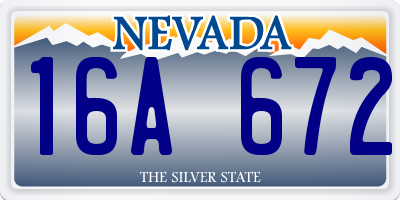 NV license plate 16A672